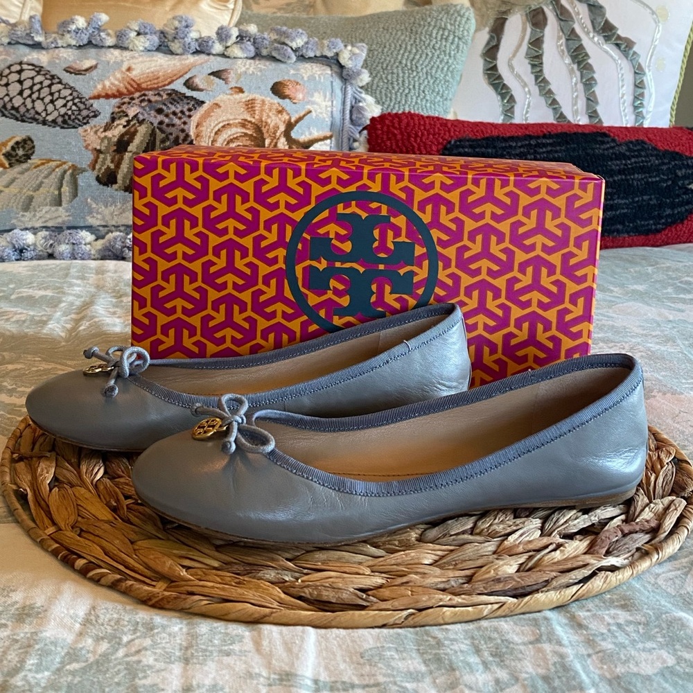Tory Burch Chelsea Ballet - Antique Grey, Grosgrain Ribbon Detail